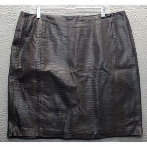 Milenti Straight & Pencil Skirt Womens 14 Black Leather Snakeskin Lined Back Zip